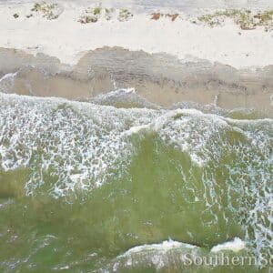 Waves on the beach from above